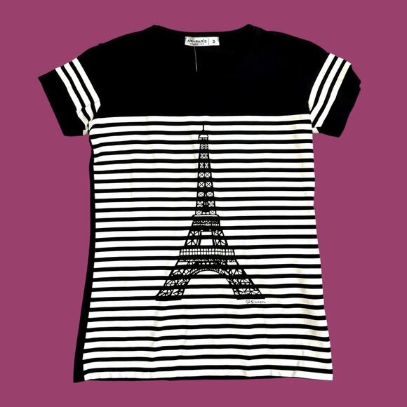 Eiffel Tower Stripe Top Small NWT - Picture 3 of 7